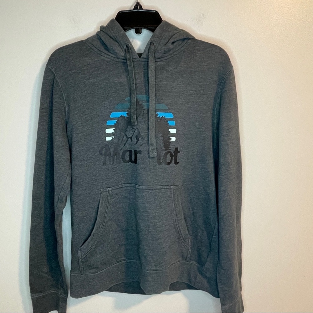 Marmot Charcoal Hoodie with Blue Accents
